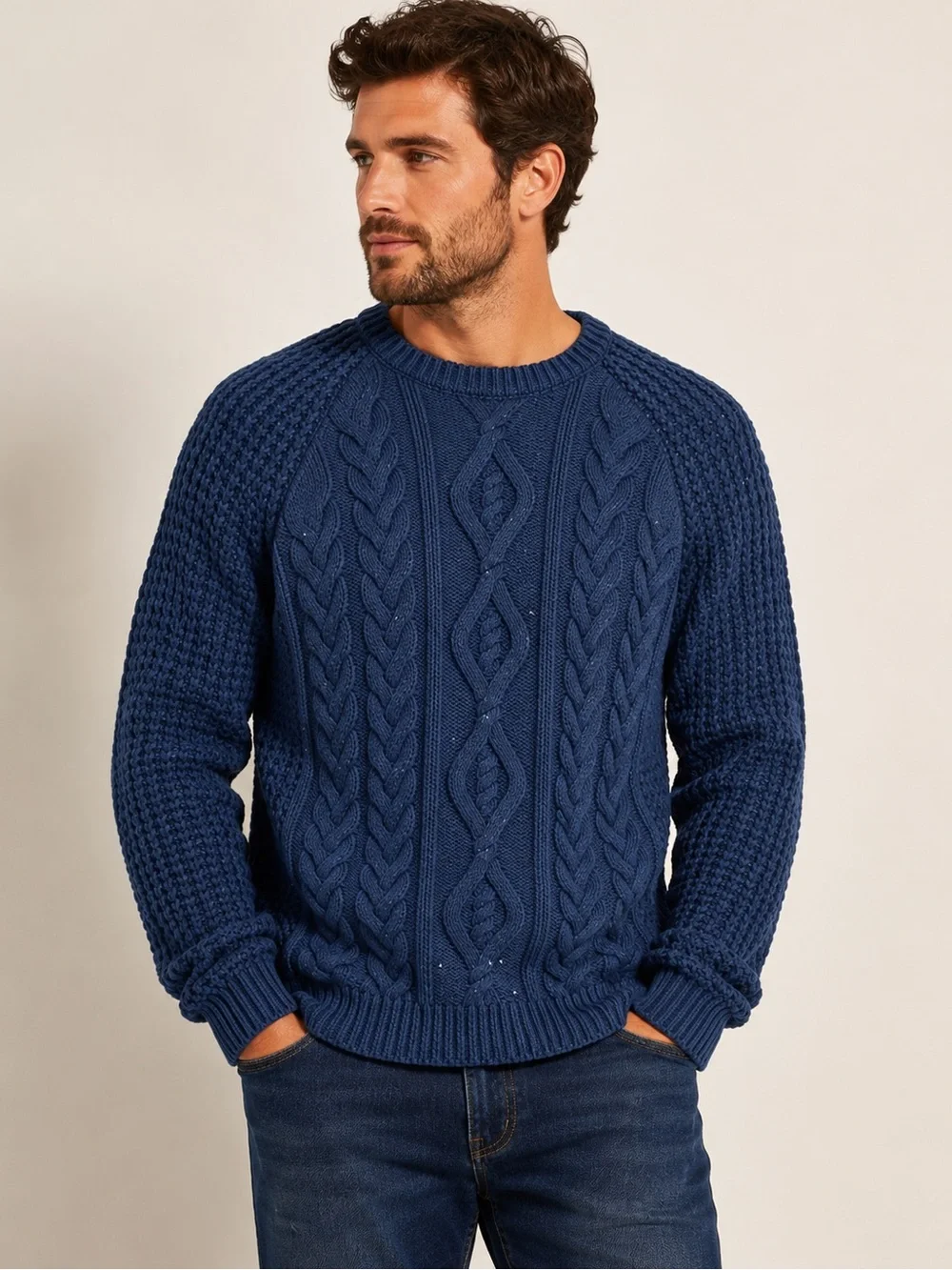Lucky Brand Men’s XXL Blue Cable Knit Crewneck Sweater
